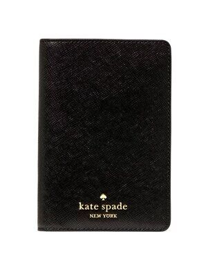 New Kate Spade Saffiano Leather Passport Holder Black